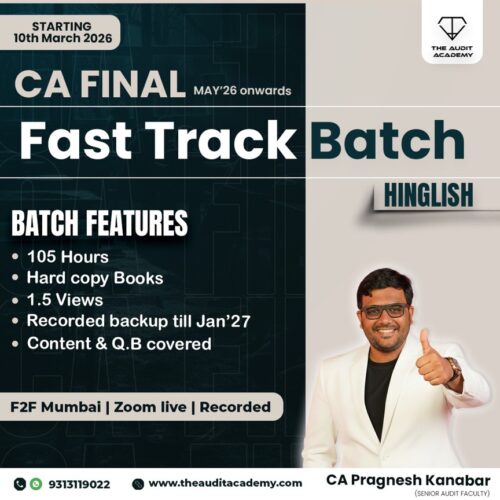 CA Final Audit Fast Track Batch Hinglish by CA Pragnesh Kanabar starting March 2026, 105 hours