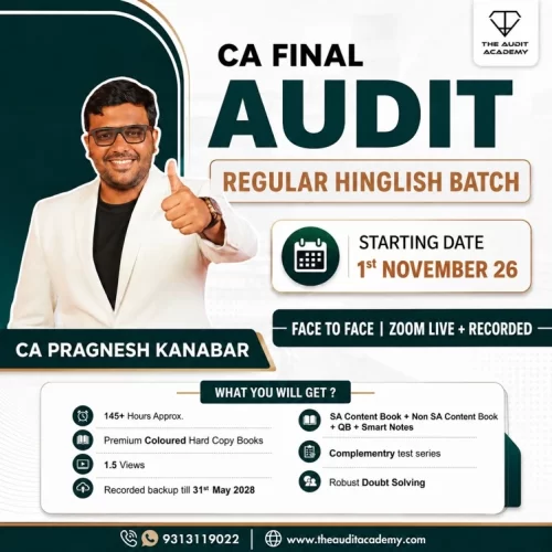 CA Final Audit Regular Hinglish Batch by CA Pragnesh Kanabar starting November 2026